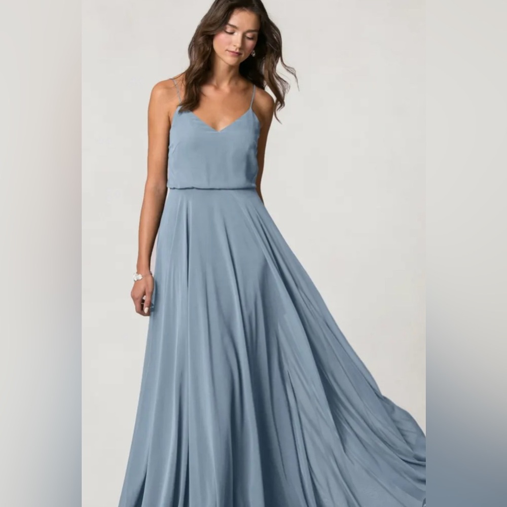 Jenny Yoo Inesse Dress Chambray Size 14 Never Worn! Luxe Chiffon material